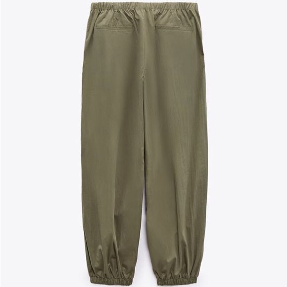 Zara Dark Khaki Parachute Pants New - Picture 4 of 7